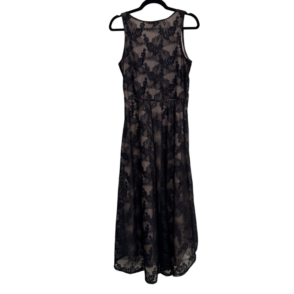 Rolla Coster Lace High-Low Dress Black Nude Size Medium Formal Cocktail Goth - Picture 4 of 6